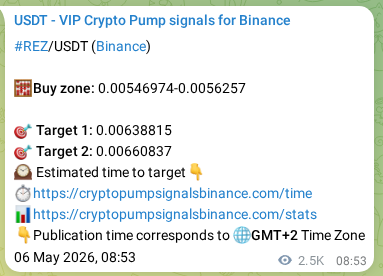 Binance exchange signal proof for REZ, 09 May 2026, 07:12