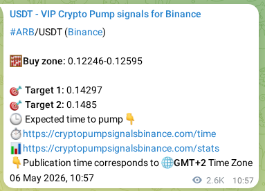 Market signal proof: ARB pump from Binance, 09 May 2026, 10:14