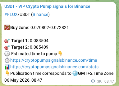 Pump signal proof for FLUX on Binance at 09 May 2026, 20:27