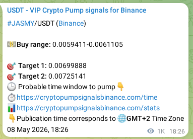 Binance signal proof for JASMY, 09 May 2026, 22:43