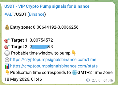 Crypto trading signal verification: ALT pump on Binance, 20 May 2026, 22:15