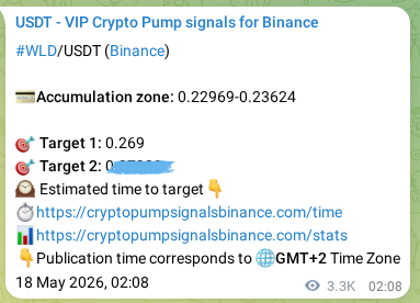 WLD pump verification image from Binance, 21 May 2026, 20:08