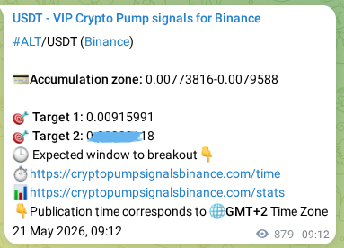 Trading signal proof: ALT pump from Binance, 22 May 2026, 09:26