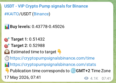 Binance exchange signal proof for KAITO, 22 May 2026, 11:31
