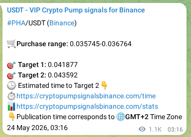 Crypto market signal proof: PHA pump on Binance, 25 May 2026, 10:23
