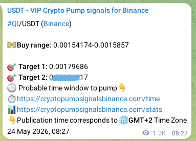 Binance signal verification for QI pump, 25 May 2026, 18:14