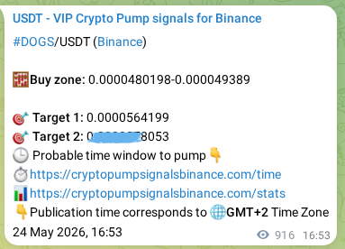 Trading signal confirmation: DOGS pump on Binance at 25 May 2026, 18:19