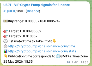 Signal verification: QUICK pump on Binance at 27 May 2026, 08:41