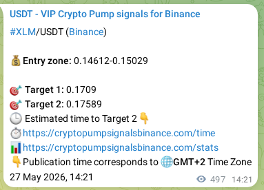 XLM pump signal verification from Binance, timestamp: 28 May 2026, 04:09