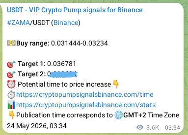 Binance pump signal proof for ZAMA on 28 May 2026, 08:48