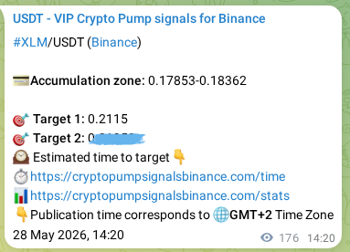 Crypto market signal proof: XLM pump on Binance, 28 May 2026, 19:13
