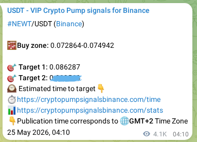 Explore the crypto trading signal verification for NEWT pump on Binance, 29 May 2026, 22:35 Crypto trading signal verification: NEWT pump on Binance, 29 May 2026, 22:35