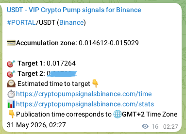 PORTAL pump signal verification from Binance, timestamp: 31 May 2026, 02:52