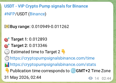 Crypto pump signal proof: NFP on Binance, 31 May 2026, 03:07