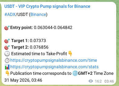 Crypto trading signal proof: ADX pump on Binance, 31 May 2026, 07:59