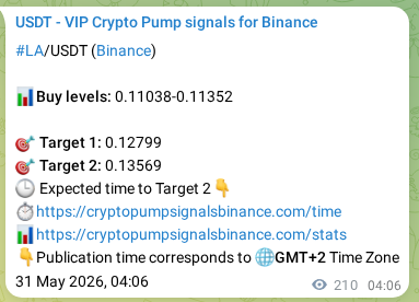 Binance signal verification for LA pump, 31 May 2026, 09:55
