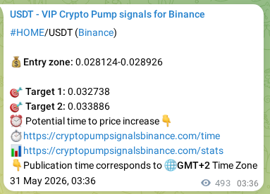 Trading signal verification: HOME pump from Binance, 31 May 2026, 16:46