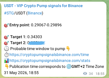Binance exchange signal confirmation for STG, 31 May 2026, 19:53