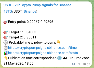 Pump signal proof for STG on Binance at 31 May 2026, 20:23
