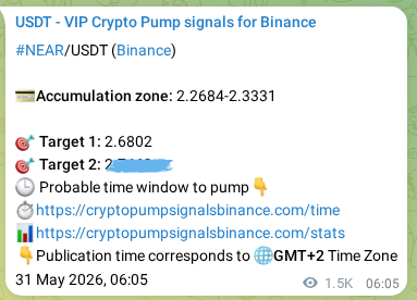 Binance trading signal verification for NEAR, 01 June 2026, 22:42