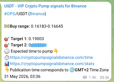 Crypto market signal proof: OPG pump on Binance, 02 June 2026, 06:27