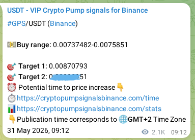 Trading signal confirmation: GPS pump on Binance at 02 June 2026, 19:54