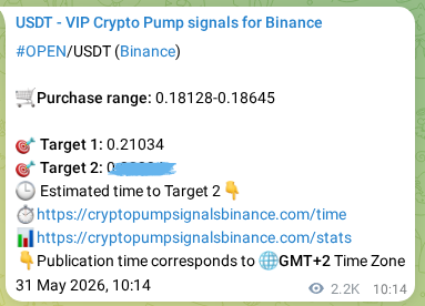 Market signal proof: OPEN pump from Binance, 02 June 2026, 22:04