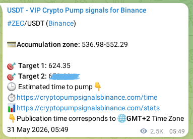 Proof of ZEC pump signal on Binance at 03 June 2026, 02:28