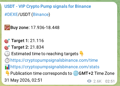 Binance pump signal proof for DEXE on 03 June 2026, 03:10