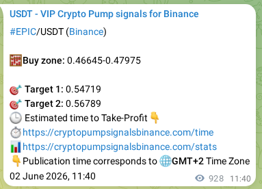 Real-time proof of EPIC pump signal on Binance, 03 June 2026, 13:00