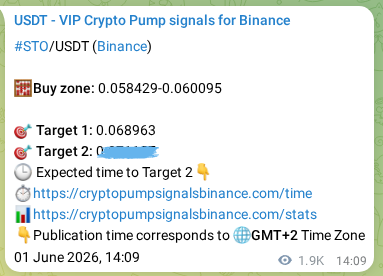 Authenticated STO pump signal on Binance, 03 June 2026, 20:08