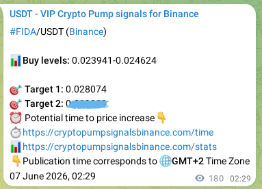 Proof of FIDA pump signal on Binance at 07 June 2026, 07:28