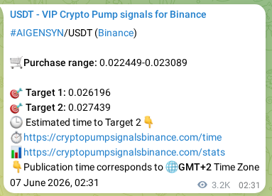 Verify the crypto signal proof for AIGENSYN on Binance, 10 June 2026, 18:07 Crypto signal proof: AIGENSYN pump on Binance, 10 June 2026, 18:07