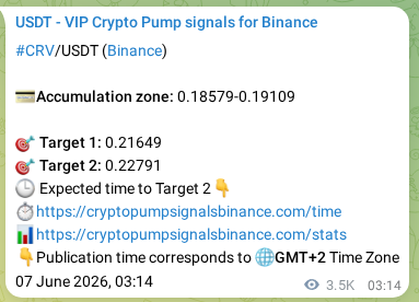 Proof of CRV pump signal on Binance at 11 June 2026, 03:54