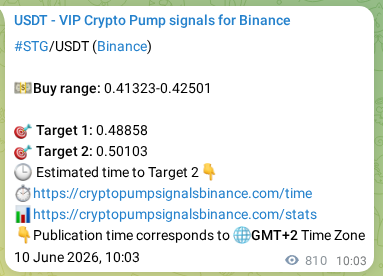 Crypto market signal proof: STG pump on Binance, 11 June 2026, 08:28