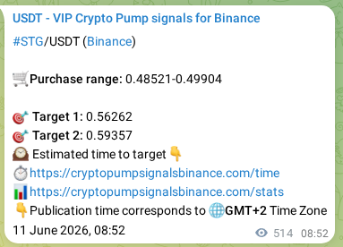Crypto trading signal verification: STG pump on Binance, 11 June 2026, 22:51