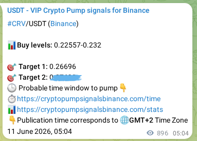 Trading signal proof: CRV pump from Binance, 12 June 2026, 05:57