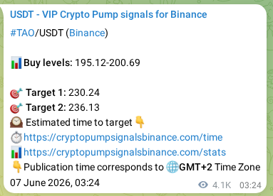 Binance exchange signal proof for TAO, 13 June 2026, 10:16