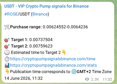 Crypto pump signal proof: Verify ROSE on Binance, 17 June 2026, 04:28 Crypto pump signal proof: ROSE on Binance, 17 June 2026, 04:28