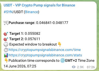 Check the Binance signal verification for SYN pump, 17 June 2026, 17:05 Binance signal verification for SYN pump, 17 June 2026, 17:05