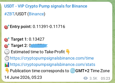 Binance pump signal proof for ZBT on 18 June 2026, 05:36