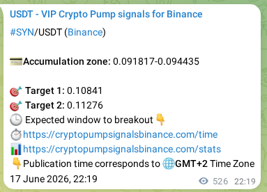 Real-time proof of SYN pump signal on Binance, 18 June 2026, 12:29