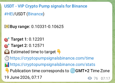 Crypto market signal proof: HEI pump on Binance, 19 June 2026, 09:01