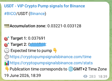 BICO pump signal verification from Binance, timestamp: 20 June 2026, 02:17