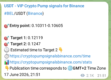 Crypto market signal proof: BEL pump on Binance, 20 June 2026, 07:41