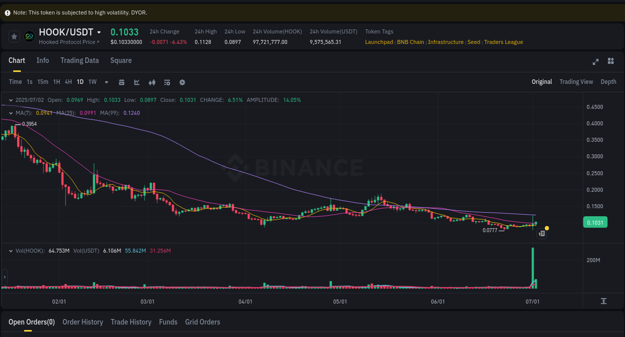 Pump report for HOOK on Binance at 02 July 2025, 20:51