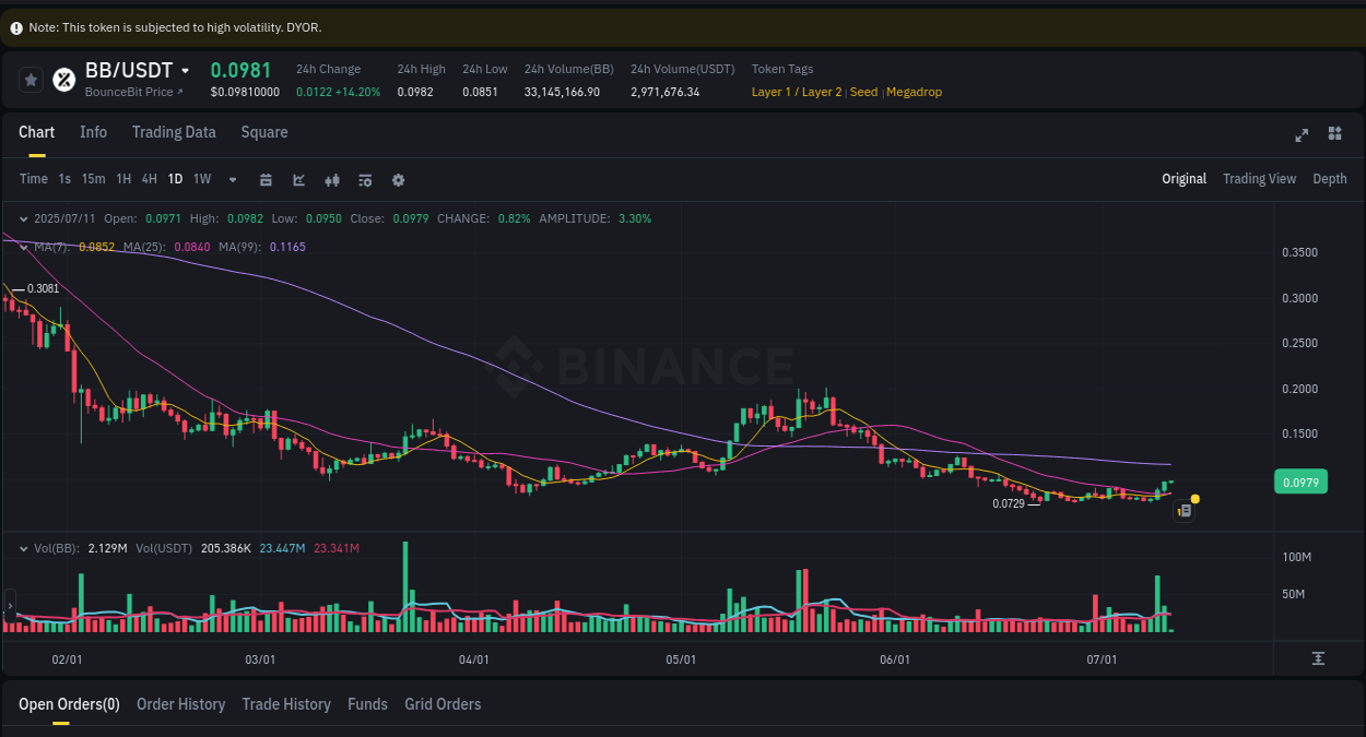 View exchange insights for BB on Binance, 11 July 2025, 03:55 Binance exchange insights for BB, 11 July 2025, 03:55