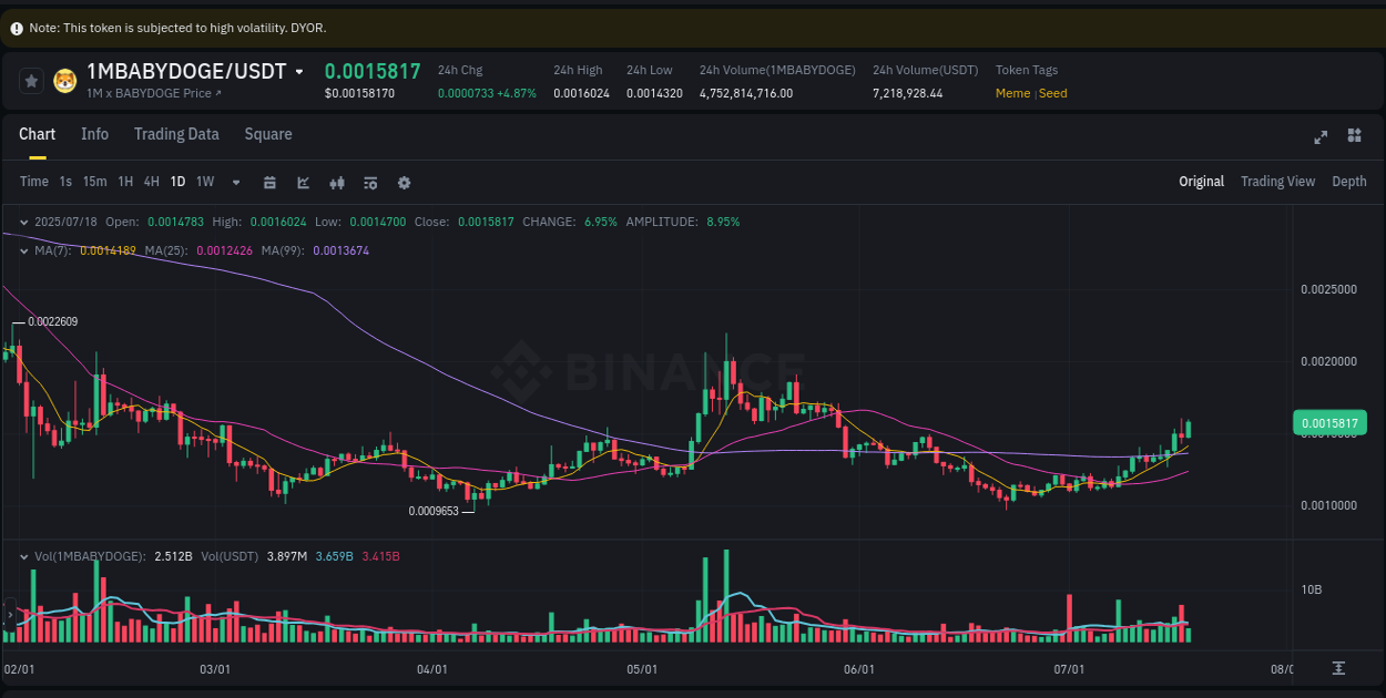 Analyze liquidity conditions: 1MBABYDOGE pump execution on Binance, 18 July 2025, 15:29 Liquidity analysis: 1MBABYDOGE pump execution on Binance, 18 July 2025, 15:29