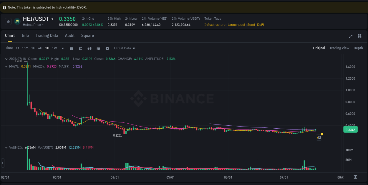 Learn about the HEI price movement analysis from Binance, 18 July 2025, 23:24 HEI trading report showing pump trends on Binance, 18 July 2025, 23:24