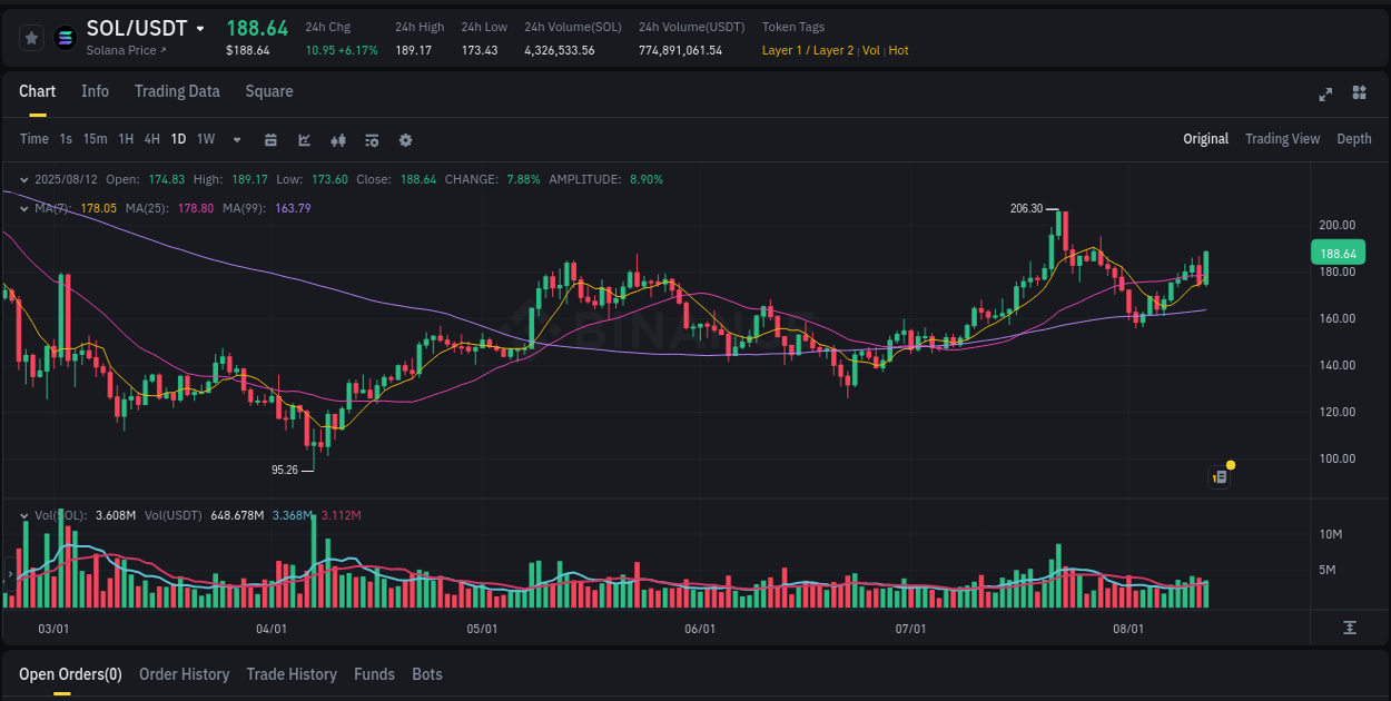 Portfolio optimization: SOL pump evaluation on Binance, 12 August 2025, 20:22